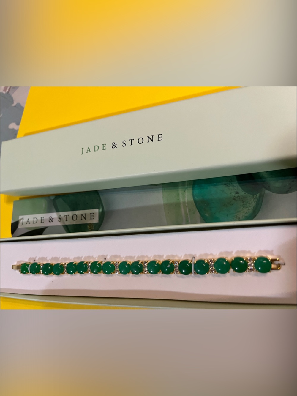Jade & Stone Green Gemstone Tennis Bracelet